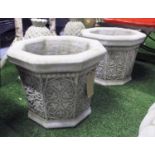 PLANTERS, a pair, arabesque style, reconstituted stone, 43cm H.