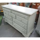 SIDEBOARD, French style in distressed grey finish with nine drawers below, 160cm x 46cm x 92cm H.