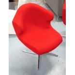 ALSTER CHAIRS, a pair, by Emmanuel Dietnich for Ligne Roset, in red fabric, 59cm W.