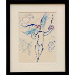 MARC CHAGALL 'Angel with Bouquet, Paris', offset lithograph, 1965, printed by Mourlot, 32cm x 23cm,