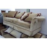 SOFA, traditional style, in chenille with piped detail, 233cm W x 102cm D.