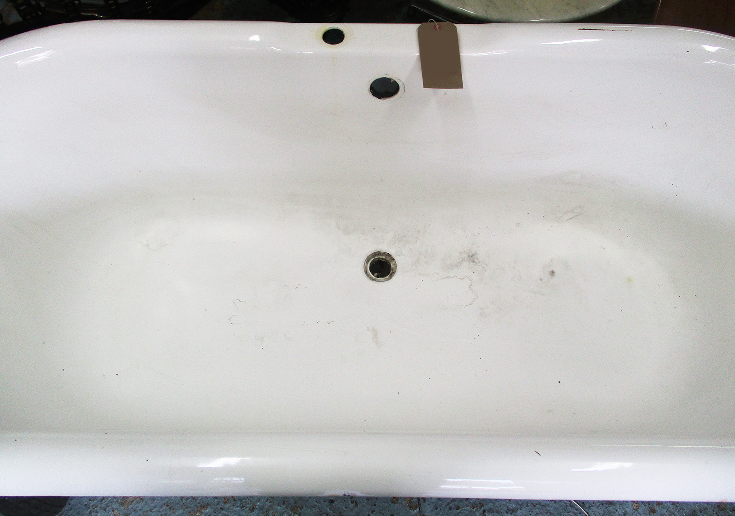 CAST IRON BATH, double ended traditional style on legs, 77cm x 62cm H x 170cm L. - Image 4 of 4