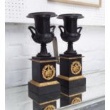 EMPIRE STYLE URNS, a pair, 37cm H.