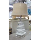 TABLE LAMP, circa 1960's, in clear and white resin, overall including shade 72cm H (with faults).