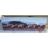 CONTEMPORARY SCHOOL 'Elephants', on acrylic, 180cm x 60cm.