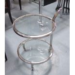 ROUND TABLE, manner of Eileen Gray, on wheels, 50cm x 58cm H.