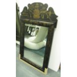 CHINOISERIE WALL MIRROR, black and gilt finish with bevelled plate, 72cm x 118cm H.