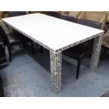 GRIME DINING TABLE, white lacquer, graffiti design by Grime, signed under table,