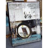 WALL MIRROR, Venetian style, with etched marginal border.