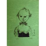 LEONARD FOUJITA 'Jeune Fille au bonnet (vert)', original lithograph, circa 1959,