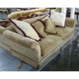 SOFA, traditional style, in chenille with piped detail, 233cm W x 102cm D.