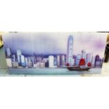 CONTEMPORARY SCHOOL 'Hong Kong skyline', on acrylic, 80cm H x 180cm W.