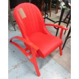 BB SEATS, Scavenger chair, in red leather, on a red steel frame, 61cm W.
