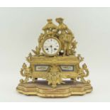FRENCH MANTEL CLOCK, late 19th/ early 20th century with figurative gilt metal case,