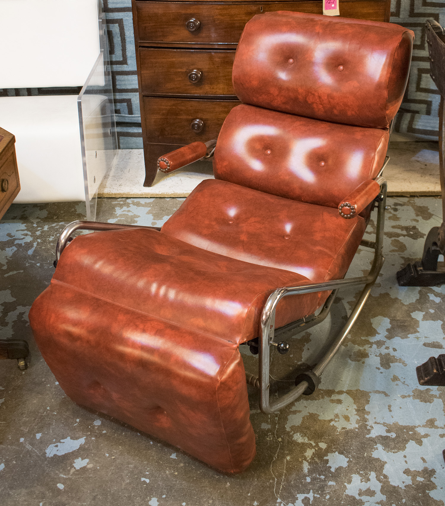 FRENCH LOUNGE CHAIR, 1960's, attributed to Lama, 56cm x 150cm x 90cm.