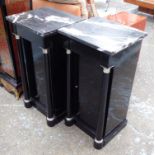 EMPIRE STYLE CABINETS, a pair, black, 40cm x 36cm x 80cm H.