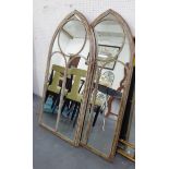 WALL MIRRORS, set of three, gothic style, metal distressed frames.