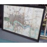 LONDON MAP, reproduction historical map of London, framed and gilded.