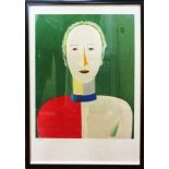 KAZMIR MALEVIC 'Portrait of a female', lithograph in colours, initialled in the plate,
