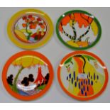 4 REPRODUCTION CLARICE CLIFF PLATES