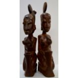 PAIR OF LARGE CARVED WOODEN TRIBAL STYLE DISPLAYS