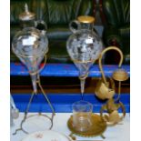 2 VINTAGE GLASS DECANTERS WITH STANDS