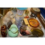 TRAY WITH VARIOUS ORNAMENTS, DOG ORNAMENT, CARLTON WARE JUG, RETRO ASHTRAY, TABLE LIGHTER, SMALL