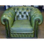 GREEN CHESTERFIELD CHAIR