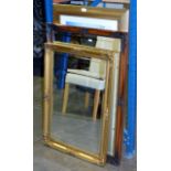 GILT FRAMED PRINT & 2 LARGE WALL MIRRORS