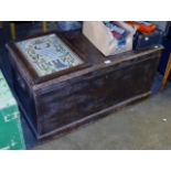 OLD WOODEN BLANKET BOX