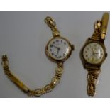 VINTAGE ROLEX 9 CARAT GOLD CASED LADIES WRIST WATCH & 1 OTHER LADIES WRIST WATCH