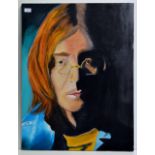 BEATLES INTEREST - 33" X 25" OIL PAINTING ON CANVAS, PORTRAIT OF JOHN LENNON