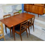 6 PIECE TEAK DINING ROOM SUITE COMPRISING SIDEBOARD, TABLE & 4 CHAIRS