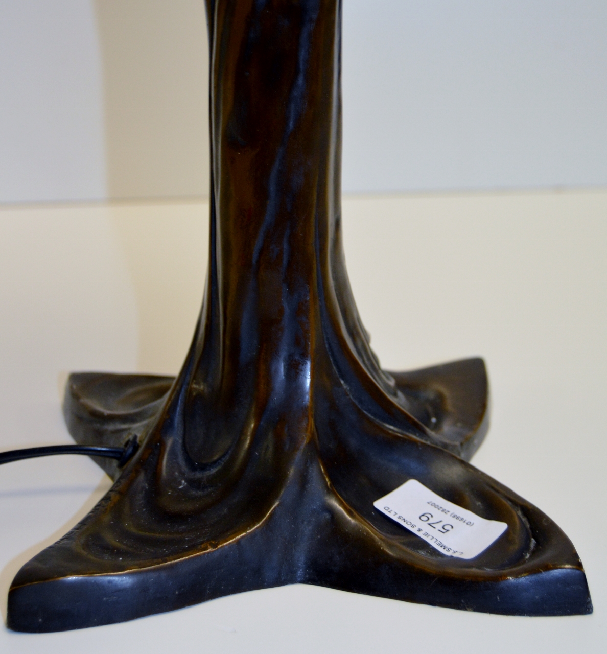 26" FINE ART NOUVEAU BRONZE TABLE LAMP "THE LADY IN THE WIND" BY MARTIN MAYER WITH TIFFANY STYLE - Bild 9 aus 14