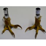 PAIR OF UNUSUAL VICTORIAN CLAW FOOT CANDLE STICKS