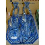 BLUE GLASS DRESSING TABLE SET