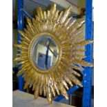 LARGE GILT SUNBURST WALL MIRROR