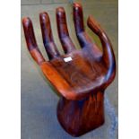 NOVELTY WOODEN SEAT MODELLED AS A HAND