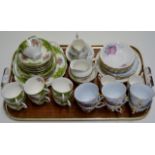 TRAY CONTAINING PART TEA SETS - SALISBURY, ROYAL ALBERT, QUEEN ANNE ETC