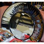 ORNATE CIRCULAR WHEEL SPOKE DESIGN BEVELLED GLASS WALL MIRROR