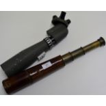 BRASS LEATHER BOUND 3 DRAW MILITARY TELESCOPE - TEL. SIG. (MK IV) ALSO G.S.R & J. BECK LTD, LONDON