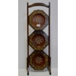 31" EASTERN INLAID MAHOGANY 3 TIER FOLDING CAKE STAND
