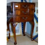 REPRODUCTION MAHOGANY DROP LEAF UNIT WITH 3 DRAWERS