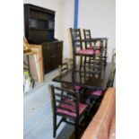 8 PIECE DARK OAK DINING ROOM SUITE COMPRISING DRESSER, TABLE & 6 CHAIRS