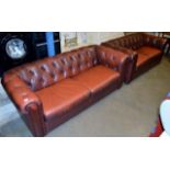 2 PIECE CHESTERFIELD STYLE LEATHER LOUNGE SUITE COMPRISING 3 SEATER SETTEE & 2 SEATER SETTEE