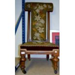 VICTORIAN MAHOGANY FRAMED HIGH BACK PRAYER CHAIR