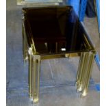 NEST OF 3 GILT GLASS TOP TABLES