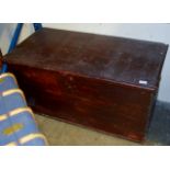 STAINED WOODEN BLANKET BOX