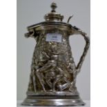 ORNATE SILVER PLATED WINE JUG WITH LID AND HANDLE "THE PARTY"