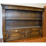 DARK OAK BOOKCASE WITH UNDER PRESS